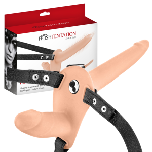 Dwustronny  STRAP-ON realistyczny na uprzęży - do zabaw w duecie