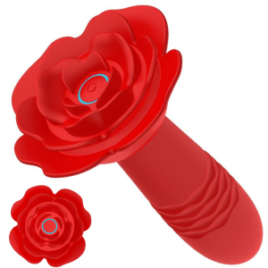 Czerwony korek analny w kształcie róży - USB - Silikonowy - Boss Series
