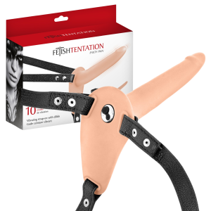 Cielisty Strap-On z wibracjami - realistyczny, Silikonowy