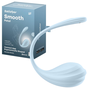 Niebieskie wibrujące jajeczko - Smooth Petal - sterowane aplikacją, USB Silikonowe - Satisfyer