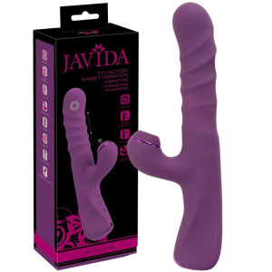 Fioletowy wibrator z króliczkiem - 3 F.Rabbit Vibe - z funkcją pchania, USB Silikonowy - JAVIDA