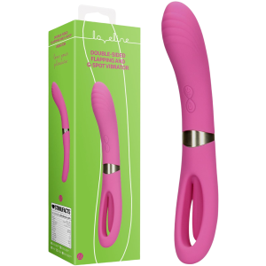 Różowy wibrator do stymulacji punktu G - dwustronny - USB, Silikonowy - Loveline