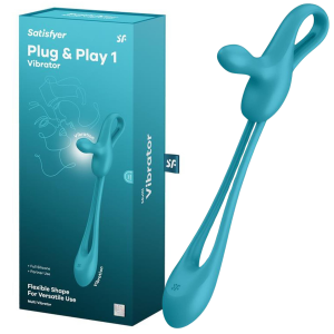 Korek analny - Plug & Play 1 - wielofunkcyjny - USB Silikonowy Niebieski  - Satisfyer