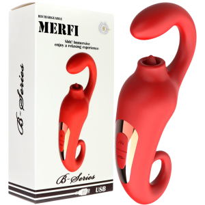 Czerwony stymulator "Merfi" do stymulacji punktu G i łechtaczki, USB Silikonowy - Boss Series