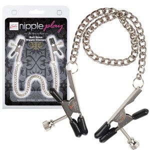 Zaciski na sutki z łańcuszkiem ozdobnym - biżuteria BDSM - Calexotics