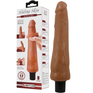 Wibrator realistyczny - Alfredo, 8.8" - z ruchomą skórą, na baterie - BAILE