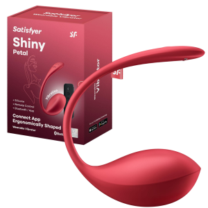 Czerwone wibrujące jajeczko - Petal - sterowane aplikacją, USB Silikonowe - Satisfyer