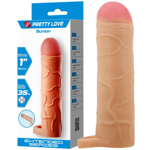 Przedłużka penisa - Bunion 1" (25 mm) - realistyczna z opaską na jądra, TPR - Pretty Love