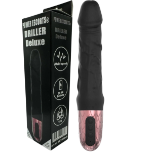 Driller De Luxe - Realistyczny wibrator dopochwowy na USB- Czarny - Power Escorts