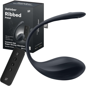 Wibrujące jajeczko - Petal - sterowane aplikacją, USB Czarne  Silikonowe - Satisfyer
