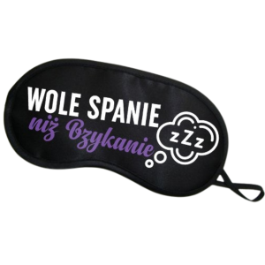 Opaska na oczy "WOLĘ SPANIE NIŻ BZYKANIE", Czarna