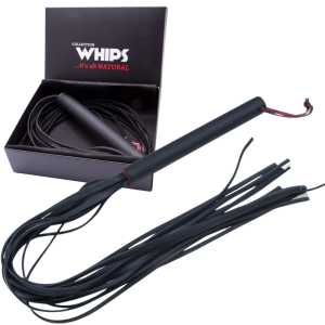 Czarny Pejcz do zabaw BDSM - klasyczny, skórzany - WHIPS