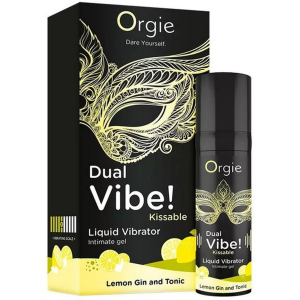 Żel do zabaw oralnych z efektem wibracji i mrowienia - Dual Vibe! Kissable Liquid 15 ml - smakowy - Orgie