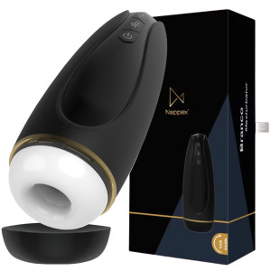 Masturbator - Branco - z funkcją wibracji i ssania, USB Czarny - Nappex