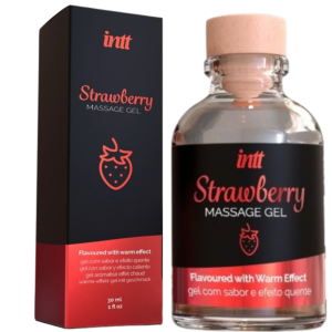 Żel do zabaw oralnych i masażu - Kissable Massage Gel 30 ml - o smaku truskawkowym - INTT