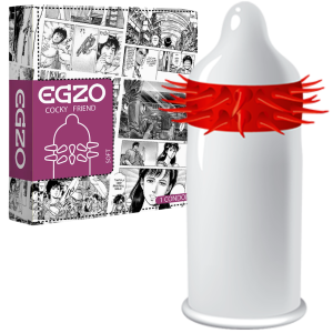 Prezerwatywa z wypustkami - Hot Red - 1 sztuka - stymulujące - Egzo