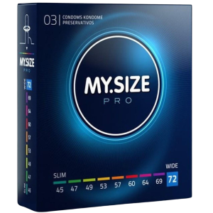 Prezerwatywy lateksowe - MY.SIZE PRO 72 mm - 3 sztuki - większy rozmiar, nawilżone, wegańskie