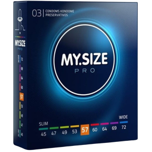 Prezerwatywy lateksowe - MY.SIZE PRO 57 mm - 3 sztuki - większy rozmiar, nawilżone, wegańskie
