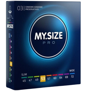 Prezerwatywy lateksowe - MY.SIZE PRO 53 mm - 3 sztuki - cienkie, nawilżone, wegańskie