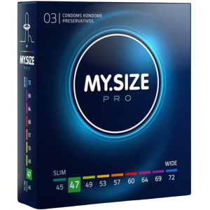Prezerwatywy lateksowe - MY.SIZE PRO 47 mm - 3 sztuki - cienkie, nawilżone, wegańskie
