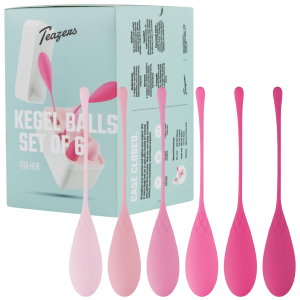 Zestaw kulek Kegela - Balls Set - 6 sztuk - różne wagi, Silikonowe Różowe -Tazers