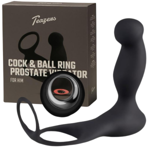 Masażer prostaty z pierścieniami erekcyjnymi na penisa - na pilota, USB Czarny - Tazers