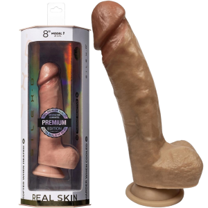 Dildo realistyczne -  Model 1 (8") - z jądrami i przyssawką, Silikonowe - SilexD
