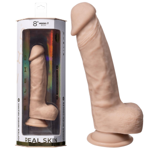 Dildo realistyczne - Model 1 (8") - z jądrami i przyssawką, Silikonowe - SilexD