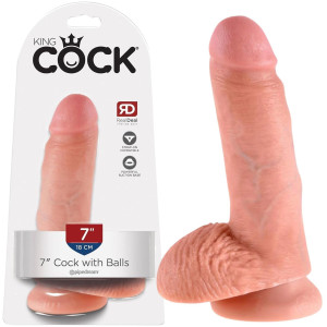 Dildo realistyczne - KING COCK 7' z przyssawką i jądrami , PVC - Pipedream