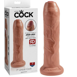 Dildo realistyczne - KING COCK 7' - z ruchomym napletkiem i przyssawką - Pipedream