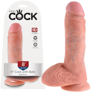 Dildo realistyczne - KING COCK 8' - z jądrami i przyssawką - Pipedream
