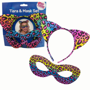 Maska na oczy z opaską - Rainbow Panter Set - tęczowa panterka - Kinky