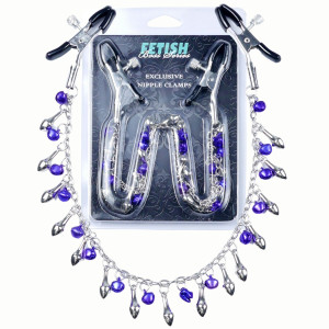 Klamry na sutki z łańcuszkiem i diamencikami - biżuteria BDSM - Boss Series