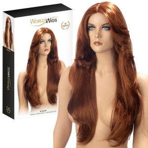 Czerwono brązowa peruka długie włosy falowane od World Wigs