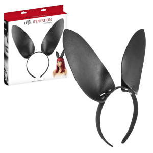 Opaska z uszami, sztuczna skóra , czarna - Fetish Tentation BUNNY FETISH HEADBAND