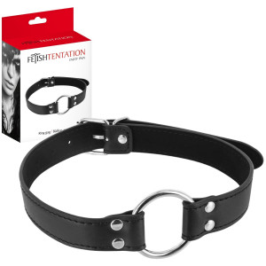 Knebel z otwartym ringiem, czarny, poliuretan - Fetish Tentation