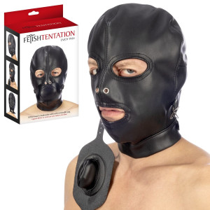 Maską BDSM z otworami na oczy i kneblem, elastan - Fetish Tentation