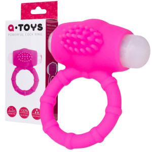 Pierścień erekcyjny z wibracjami, różowy, silikonowy 2,5 cm  - A-TOYS