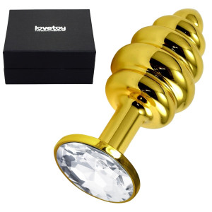 Korek analny z srebrnym diamencikiem - 6,9 cm -  Złoty - TOYFA