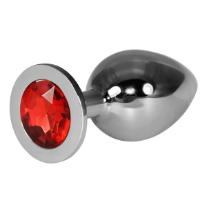 Korek analny z czerwonym diamentem - 10,2 cm - srebrny - TOYFA