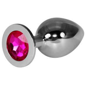 Korek analny z różowym diamentem - 10,2 cm - srebrny - TOYFA