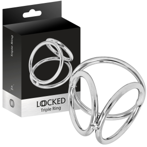Pierścień erekcyjny - TRIPLE RING 45/32/37 MM (Size: T1) - na penisa i jądra, Stal nierdzewna - LOCKED