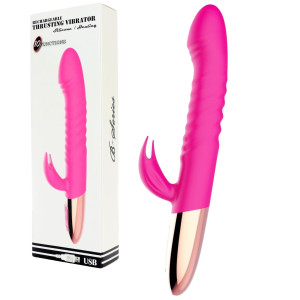 Wibrator z króliczkiem z funkcją podgrzewania, USB, silikon - Boss Series