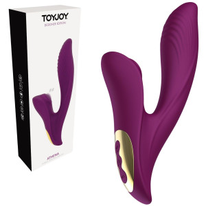 Wibrator z króliczkiem - Athena - na USB fioletowy, silikon, 20,5 cm - ToyJoy