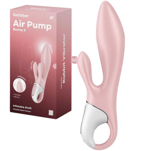 Wibrator z króliczkiem - Air Pump Bunny 3 - z funkcją pompowania, USB, 21,5 cm - Satisfyer