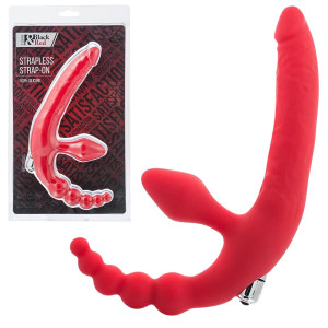 Strapless Strap-On do wielopunktowej stymulacji, na baterie, Silikonowy czerwony - Toyfa