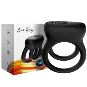 Wibrujący pierścień erekcyjny - Dualo - z opaską na jądra, USB Czarny - Boss Series