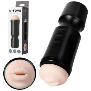 Masturbator realistyczny imitujący usta, czarny, TPE, ABS, 24 cm - A-TOYS