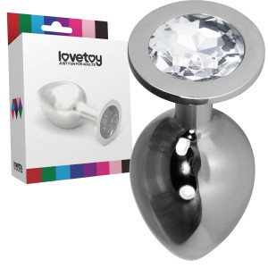 Korek analny srebrny z diamentem, metal, 10,2 cm - Lovetoy