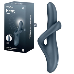 Wibrator rotacyjny z funkcją podgrzewania - Heat Flex 4 - szary, silikon - Satisfyer